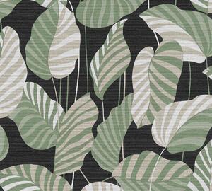 A.S. Création | Vliesová tapeta na zeď Antigua 39094-2 | 0,53 x 10,05 m | zelená, bílá, béžová, černá, krémová