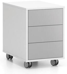Kancelářský pojízdný kontejner LAYERS, 3 zásuvky, 400x600x575mm, bílá / šedá
