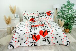 Stanex Ložní povlečení bavlněné kočky červeno-černé (LS296) rozměr: 140 x 200 + 90 x 70, Zapínání: Knoflíkové