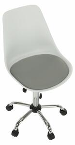 Kancelářská židle DARISA plast bílý, ekokůže šedá, kov chrom, VÝPRODEJ