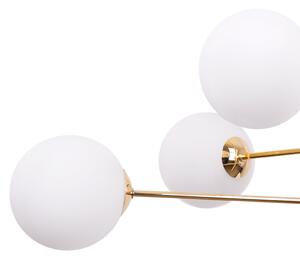 Light for home - Luxusní závěsné svítidlo se šesti bílými skleněnými stínidly a zlatou konstrukcí "VICENZA", 6x40W, E14, Zlatá
