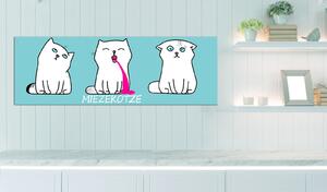 Obraz - Zvracející kočičky: Kočičí trio (modrá) 150x50
