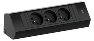 Zásuvková lišta Bachmann Casia 2 krátká - černá Konfigurace elektrozásuvky: 2x230V + USB nab. A+C