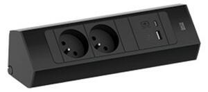 Zásuvková lišta Bachmann Casia 2 krátká - černá Konfigurace elektrozásuvky: 2x230V + USB nab. A+C