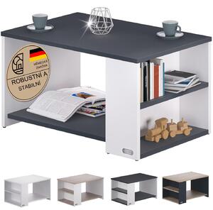 FurniGO Konferenční stolek Santa Cruz 90x59x47cm - bílý/antracit