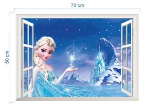 Živá Zeď Samolepka Okno Elsa Ledové království