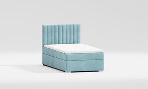 Světle modrá čalouněná jednolůžková postel s úložným prostorem s roštem 80x200 cm Bunny – Ropez