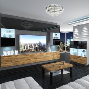 Obývací stěna Belini Premium Full Version černý lesk / dub wotan + LED osvětlení Nexum 13
