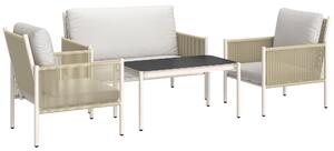 Souprava zahradního nábytku Outsunny z ratanového syntetického materiálu - Lounge set s dvoumístnou pohovkou, křeslem a skleněným stolkem s polštáři -