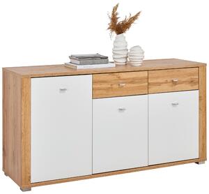 ŠIROKÁ KOMODA, bílá, barvy dubu, 148/78/45 cm Ti'me