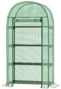 Outsunny Mini Skleník na Balkon s 4 Policemi, Mini Skleník, Zeleninový Skleník, Růstový Dům, Studený Rám, Kov, Zelený, 80 x 49 x 160 cm | Aosom