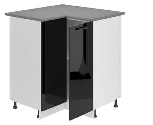 Kuchyňská skříňka Belini Premium Full Version spodní rohová 90 cm černý lesk s pracovní deskou