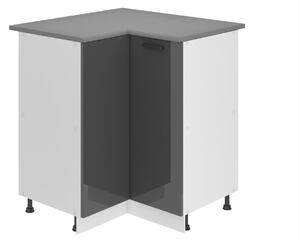 Kuchyňská skříňka Belini Premium Full Version spodní rohová 90 cm šedý lesk s pracovní deskou