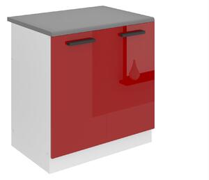 Kuchyňská skříňka Belini Premium Full Version dřezová 80 cm červený lesk s pracovní deskou
