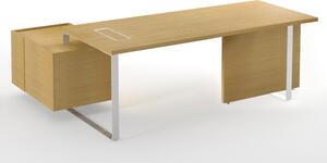 NARBUTAS - Kancelářský stůl PLANA 244x150x75 s modesty panelem a fixním kontejnerem na pravé straně