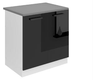 Kuchyňská skříňka Belini Premium Full Version dřezová 80 cm černý lesk s pracovní deskou