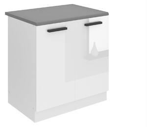 Kuchyňská skříňka Belini Premium Full Version dřezová 80 cm bílý lesk s pracovní deskou