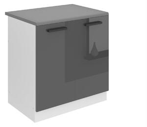 Kuchyňská skříňka Belini Premium Full Version dřezová 80 cm šedý lesk s pracovní deskou