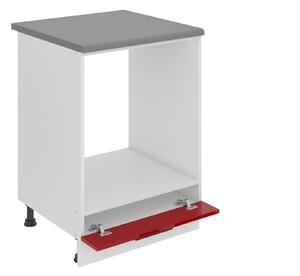 Kuchyňská skříňka Belini Premium Full Version spodní pro vestavnou troubu 60 cm červený lesk s pracovní deskou