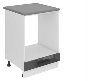 Kuchyňská skříňka Belini Premium Full Version spodní pro vestavnou troubu 60 cm šedý lesk s pracovní deskou