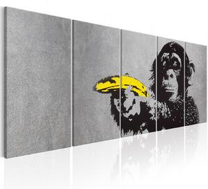 Obraz - Street Art - Opice a banán 200x80