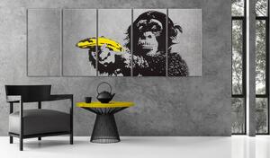 Obraz - Street Art - Opice a banán 200x80