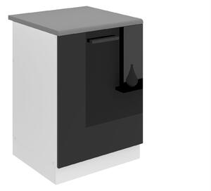 Kuchyňská skříňka Belini Premium Full Version dřezová 60 cm černý lesk s pracovní deskou