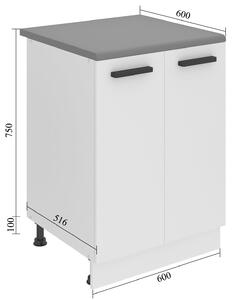 Kuchyňská skříňka Belini Premium Full Version spodní 60 cm bílý lesk s pracovní deskou