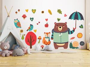 Medvídek s barevným deštníkem arch 75 x 52 cm