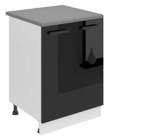 Kuchyňská skříňka Belini Premium Full Version spodní 60 cm černý lesk s pracovní deskou