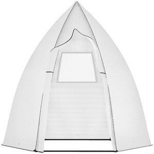 Outsunny Mini Skleník Pro Zimování Rostlin s Rolovacím Dveřmi – Zahrada Balkon Zimní Ochrana Bílý 160 x 140 x 180 cm | Aosom