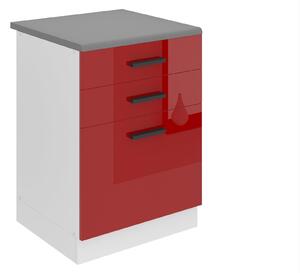 Kuchyňská skříňka Belini Premium Full Version spodní se zásuvkami 60 cm červený lesk s pracovní deskou