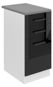 Kuchyňská skříňka Belini Premium Full Version spodní se zásuvkami 40 cm černý lesk s pracovní deskou