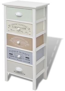 Úložná skříňka ve francouzském stylu s 5 zásuvkami dřevěná