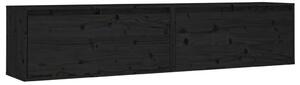 Nástěnné skříňky 2 ks černé 80x30x35 cm masivní borové dřevo