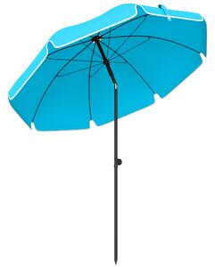Plážový slunečník Outsunny Ø150 cm — voděodolný, nastavitelný sklon a výška, kotva do písku, skládací s obalem | Aosom