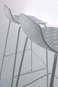 GABER - Barová židle ALHAMBRA vysoká, bíločervená/chrom