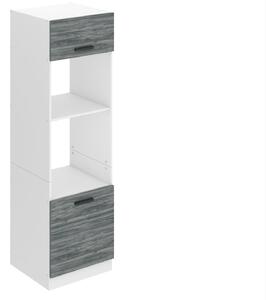 Vysoká kuchyňská skříňka Belini Premium Full Version pro vestavnou troubu 60 cm šedý antracit Glamour Wood