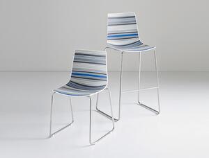 GABER - Barová židle COLORFIVE ST - nízká, hnědobéžová/chrom