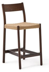 Hnědá/v přírodní barvě barová židle z dubového dřeva (výška sedáku 65 cm) Yalia – Kave Home