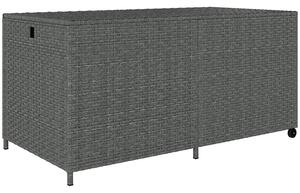 Outsunny 650 l voděodolný ratanový úložný box s víkem, kolečky a úložištěm – UV-odolná zahradní truhla pro patio, terasu, balkon | 150 x 75 x 74 cm –