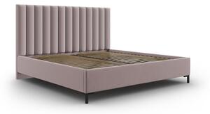 Světle růžová čalouněná dvoulůžková postel s úložným prostorem s roštem 200x200 cm Casey – Mazzini Beds