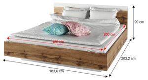 Ložnicový komplet (postel 180x200 cm), dub wotan / bílá, GABRIELA NEW