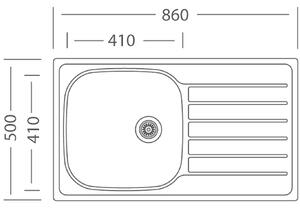 Nerezový dřez Sinks HYPNOS 860 V 0,6mm matný