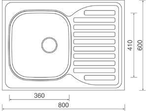 Nerezový dřez Sinks CLP-D 800 M 0,5mm matný