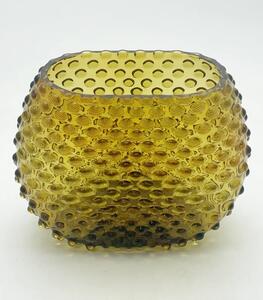 Sklárna Častolovice - Váza 15cm - Hobnail - Ananas - zelenohnědá