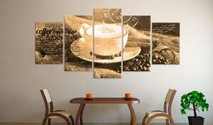 Obraz - Káva, espresso, cappuccino, latte machiato - sépie 100x50