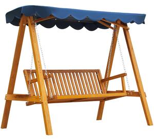 Outsunny dřevěná houpačka pro 3 osoby s plachtou 210x 130x 185cm | Aosom