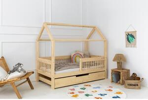 Domečková dětská postel z borovicového dřeva s úložným prostorem a výsuvným lůžkem v přírodní barvě 70x160 cm Mila MBW – Adeko