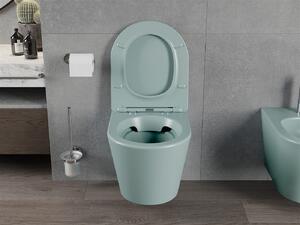 Mexen Rico, závěsné WC Rimless s WC deskou slim, duroplast, zelená matná, 30724048